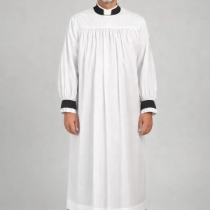Custodis White Rochet with Black Cuffs in Toyobo Fabric