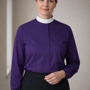 Fidelia Purple Long Sleeve Clergy Shirt for Women