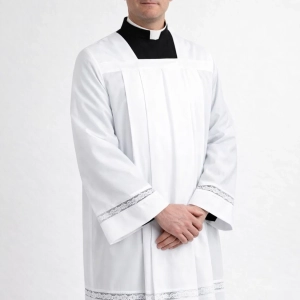 Gratian Traditional Lace Trim Surplice in Cotton Rich