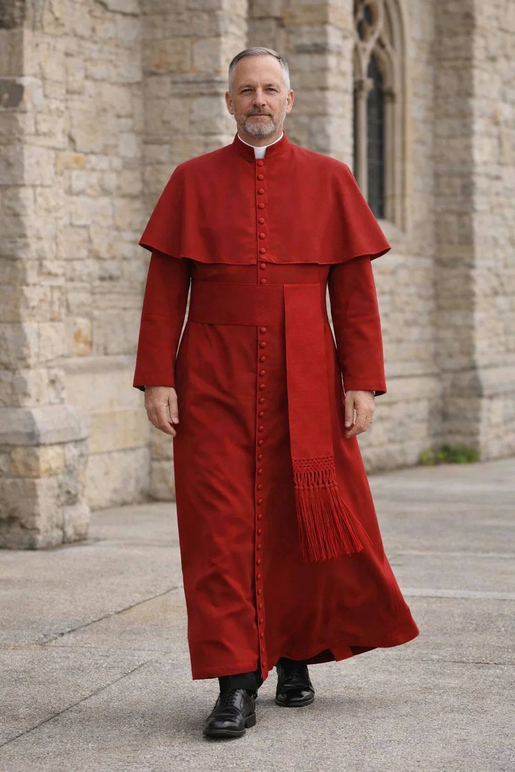 A Men Walking in a Ignatius Clerical Cassock