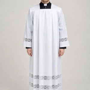 Liturgis Full Length Lace Surplice in Cotton Rich Fabric