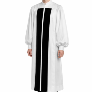 Luminara Men's White Clergy Robe with Black Panel