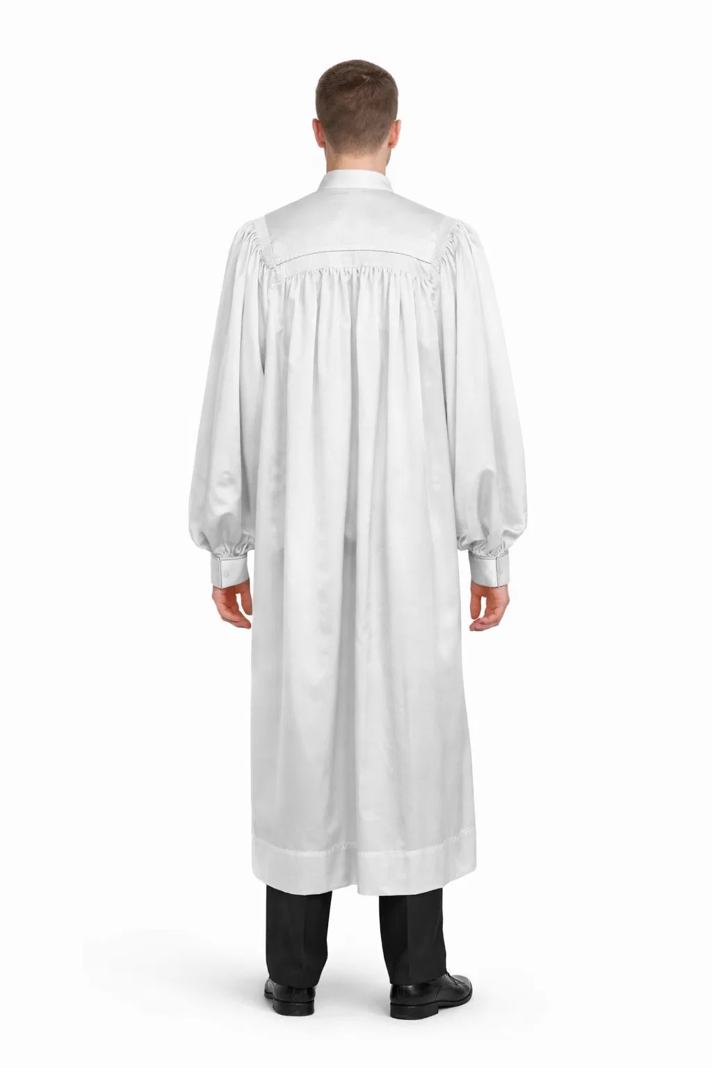 Luminara Men's White Clergy Robe with Black Panel - Image 2