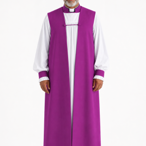Sleeveless Episcopal Chimere Over Rochet in Magenta