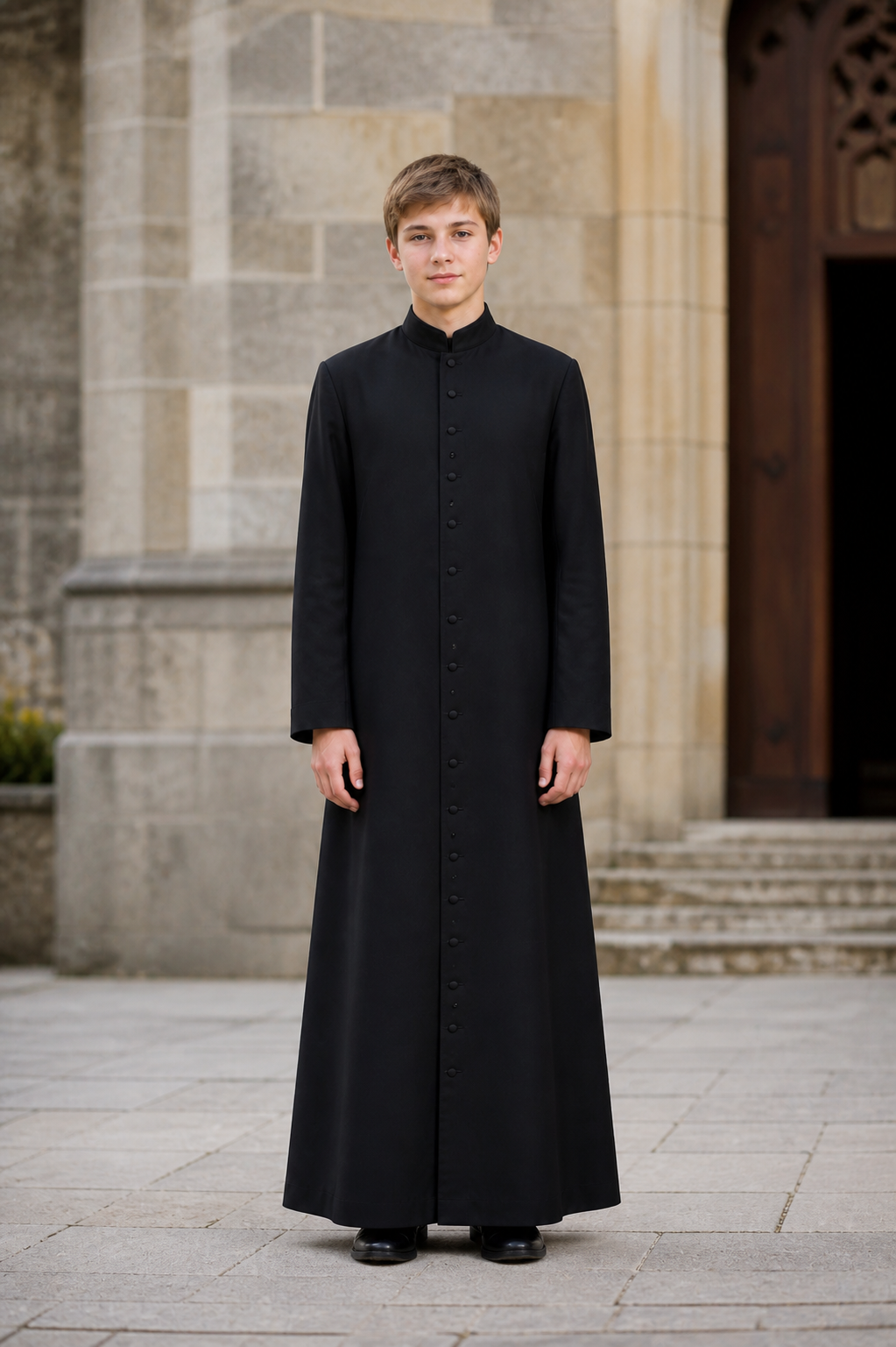 Monastara Black Full Button Server Cassock Floor Length - Image 3