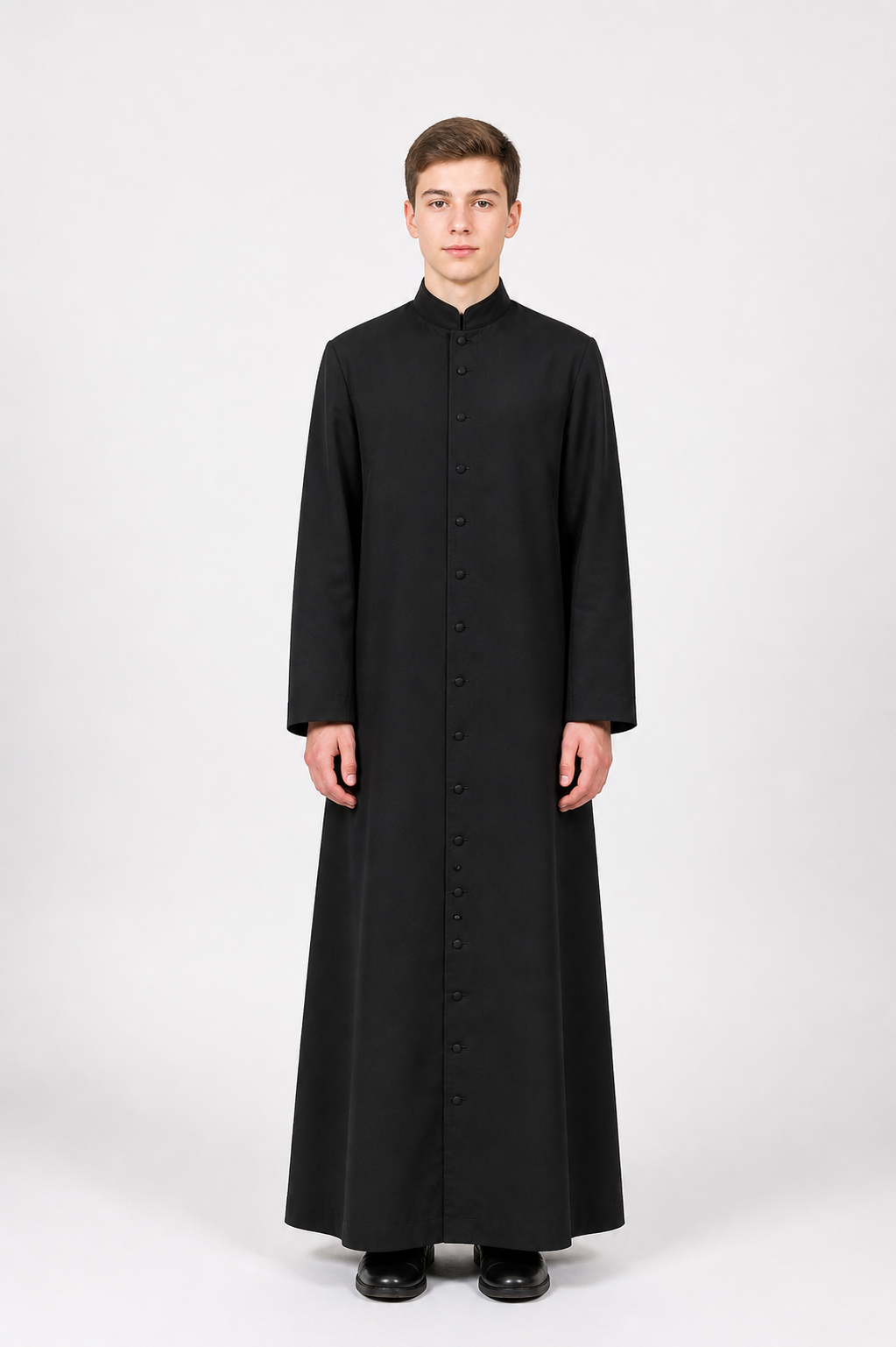 Monastara Black Full Button Server Cassock Floor Length