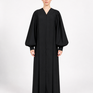 Noctavia Plain Black Pulpit Robe with Bishop Sleeves