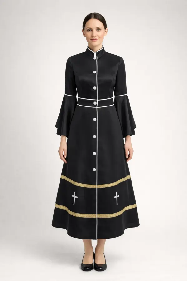 Noir Black Clerical Robe