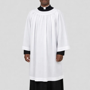 Oratoris Round Neck Gathered Surplice in Cotton Rich