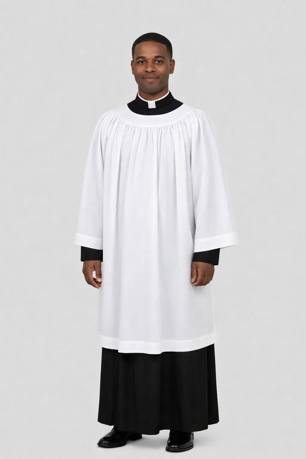 Oratoris Round Neck Gathered Surplice in Cotton Rich