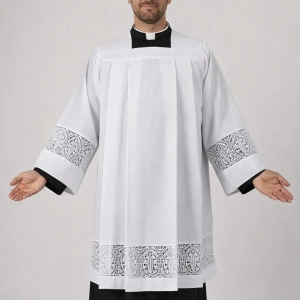 Pastoris Short Crochet Lace Surplice for Clergy Over Cassock
