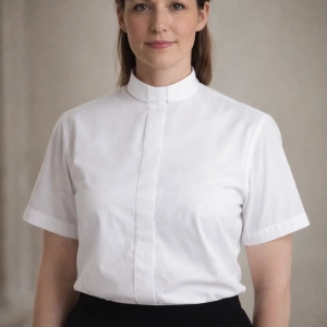 Pax White Short Sleeve Clerical Shirt for Women