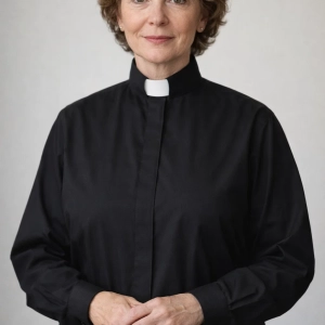 Prisca Black Long Sleeve Clergy Shirt with Tab Collar