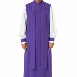 Sleeveless Closed Front Chimere with Button Row in Purple
