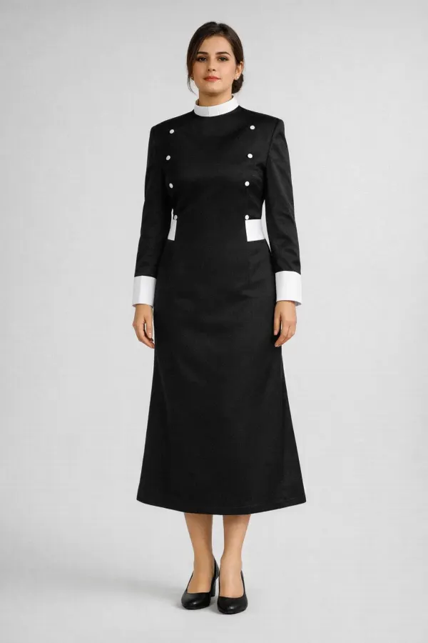 Sable Black Clerical Dress