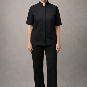 Sacerdos Black Short Sleeve Clergy Shirt for Women
