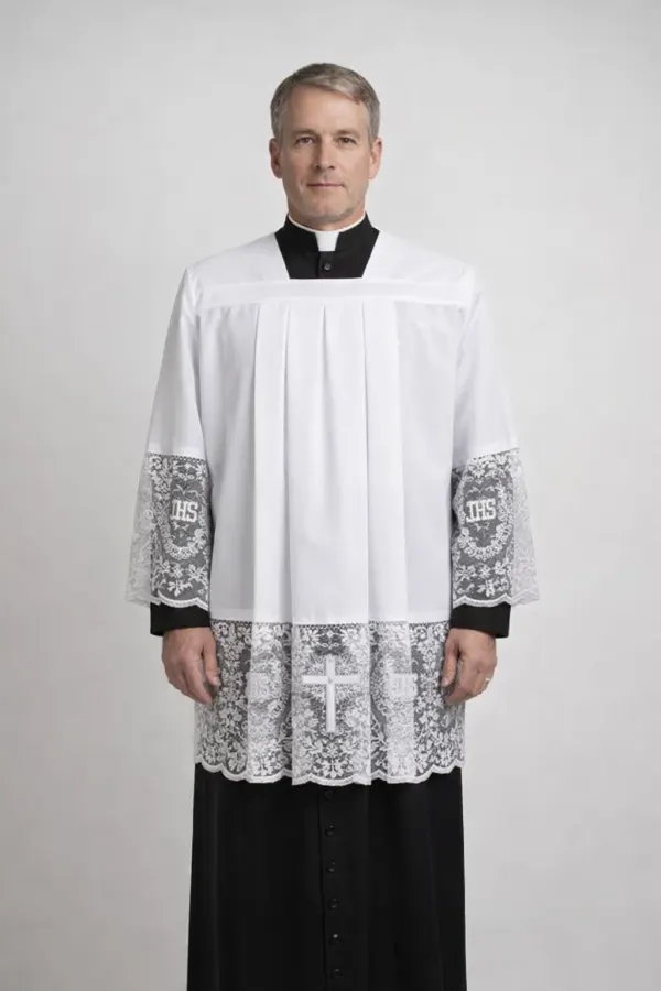 Sanctorum IHS Lace Panel Surplice