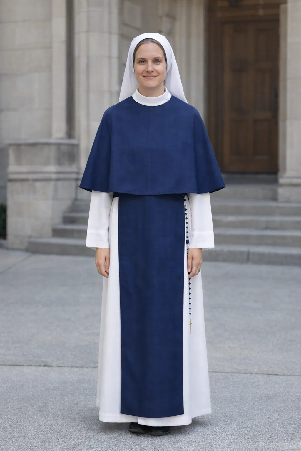 Seraphina Navy Blue Monastic Robe with White Veil - Image 3