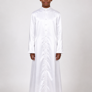 Serenova White Full Button Cassock for Church Servers