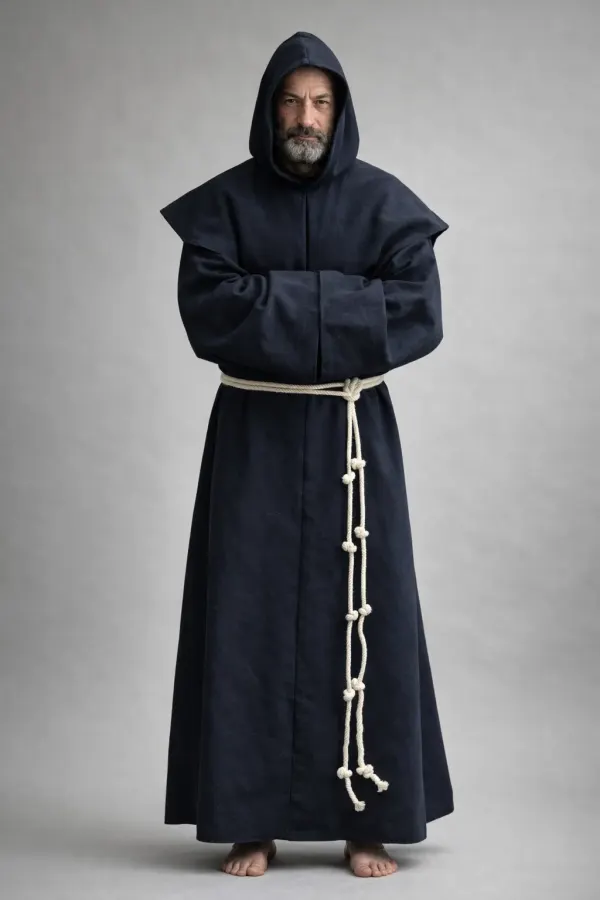 Frontview of the Solivagus Hermit Style Monk Robe