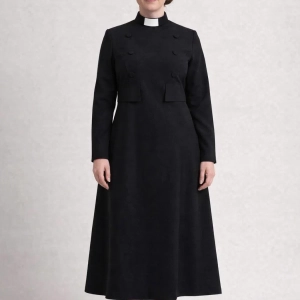 Umbra Black Clergy Vestment Robe with Bib and Tab Collar
